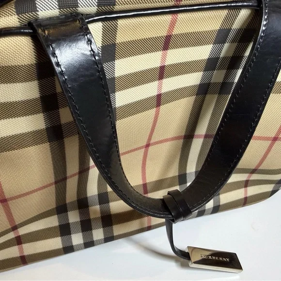 Burberry Check Canvas Bowler Bag – Black Trim - Picture 5 of 10
